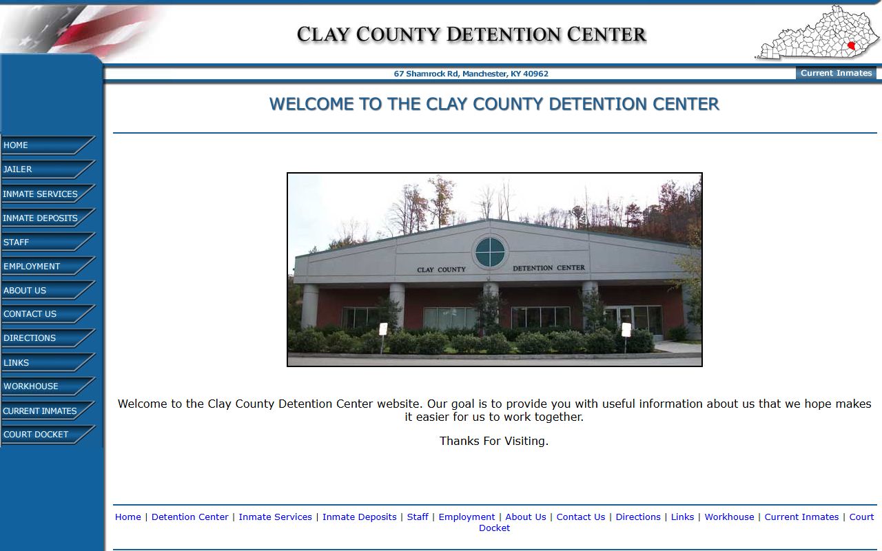Clay County inmate search links on the Clay County Detention Center legacy site