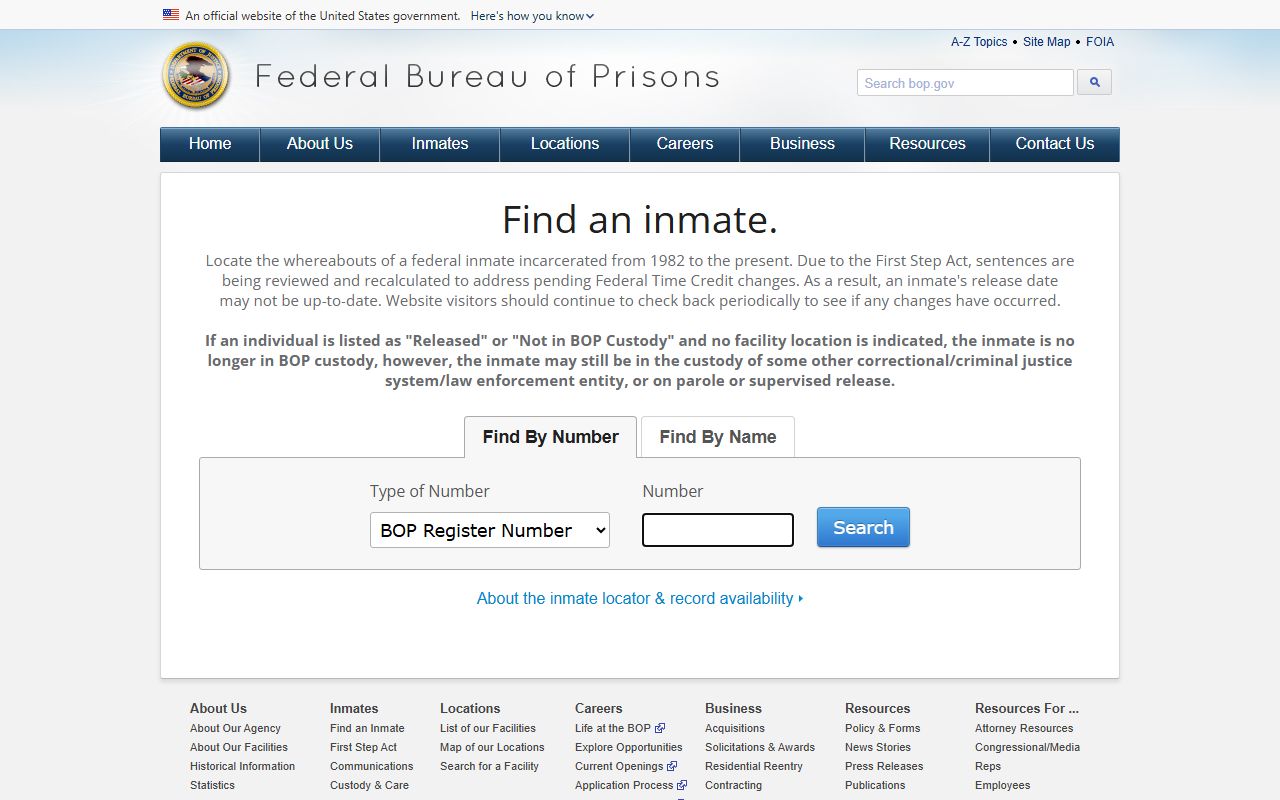 Clay County inmate lookup fallback through the Federal Bureau of Prisons locator