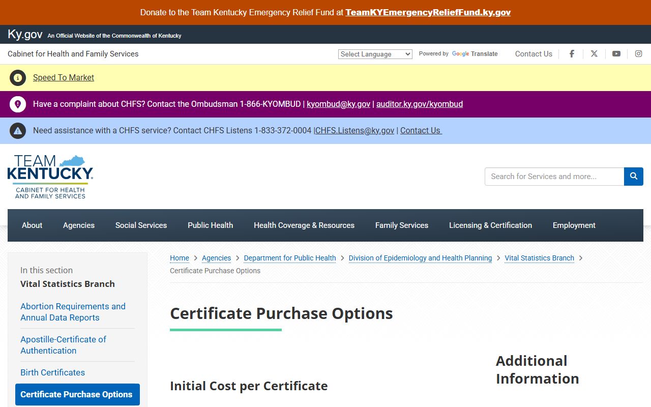 Clay County marriage and divorce records purchase options through CHFS
